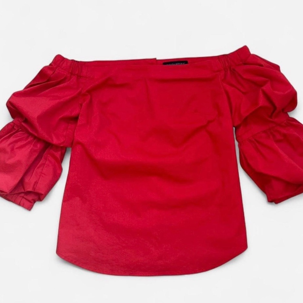 Banana Republic Off-Shoulder Puff Sleeve Blouse in Red Women’s XS